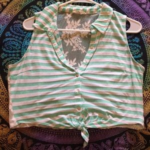 Lace, button up crop top